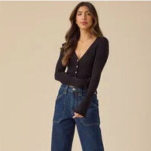 Altar'd State Black Button-Up Blouse